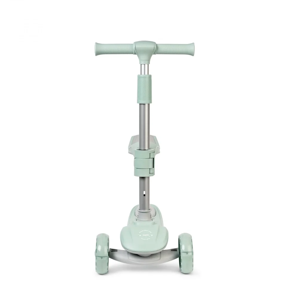 Saro Baby Trotineta evolutiva 2 in 1 Saro Cool Rider mint pliabila cu scaunel bluetooth difuzor roti LED si frana spate pentru copii 12 luni+ greutatea admisa 50 kg