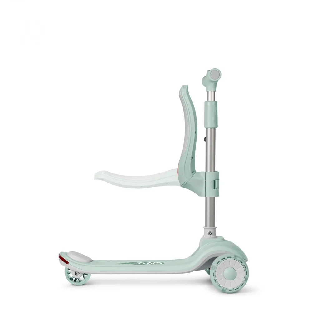 Saro Baby Trotineta evolutiva 2 in 1 Saro Cool Rider mint pliabila cu scaunel bluetooth difuzor roti LED si frana spate pentru copii 12 luni+ greutatea admisa 50 kg