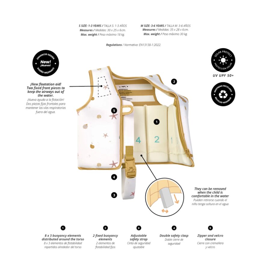Saro Baby Vesta de inot pentru copii cu protectie UV UPF 50+ Sea by Saro 3-6 ani