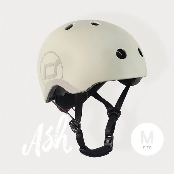 SCOOT AND RIDE Casca de protectie pentru copii cu sistem de reglare magnetic cu led Scoot Ride Ash S-M 3 ani+
