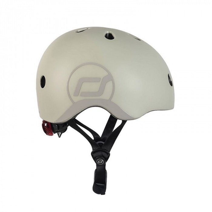 SCOOT AND RIDE Casca de protectie pentru copii cu sistem de reglare magnetic cu led Scoot Ride Ash S-M 3 ani+