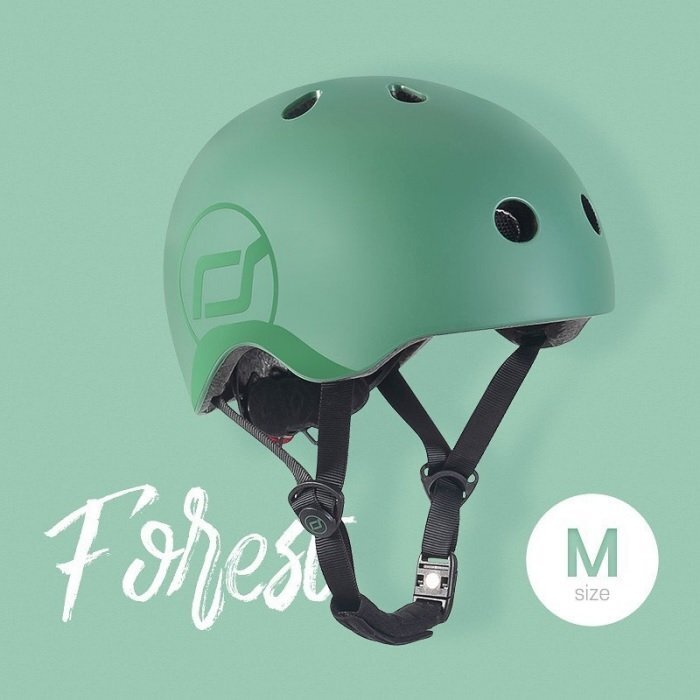 SCOOT AND RIDE Casca de protectie pentru copii cu sistem de reglare magnetic cu led Scoot Ride Forest S-M 3 ani+