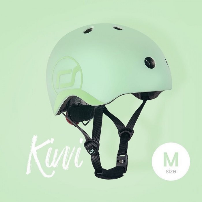 SCOOT AND RIDE Casca de protectie pentru copii cu sistem de reglare magnetic cu led Scoot Ride Kiwi S-M 3 ani+