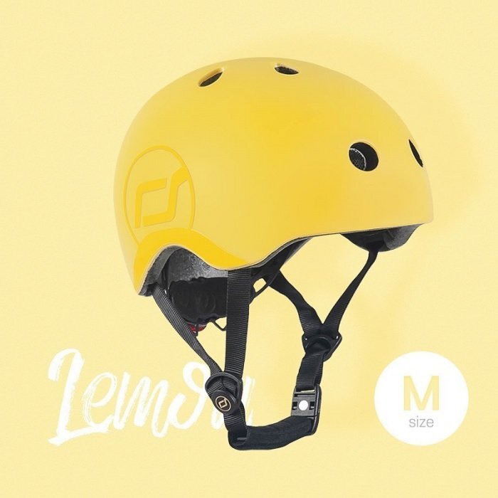 SCOOT AND RIDE Casca de protectie pentru copii cu sistem de reglare magnetic cu led Scoot Ride Lemon S-M 3 ani+