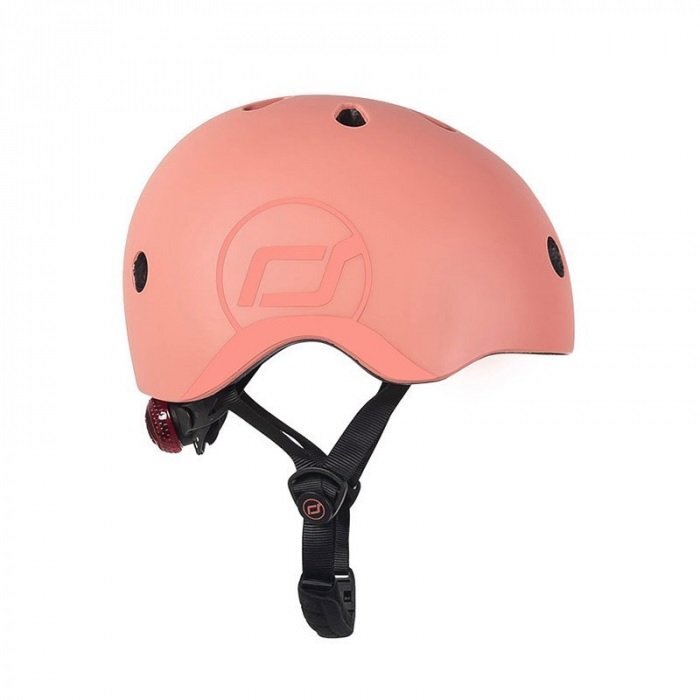 SCOOT AND RIDE Casca de protectie pentru copii cu sistem de reglare magnetic cu led Scoot Ride Peach S-M 3 ani+