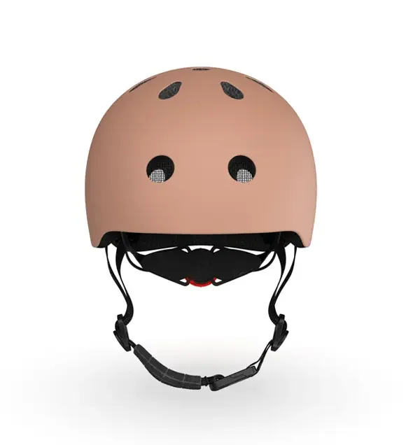 SCOOT AND RIDE Casca de protectie pentru copii cu sistem de reglare magnetic si LED Mocha S-M 51-55 cm 3 ani+