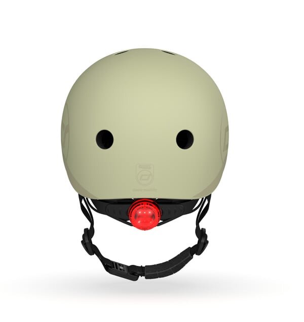 SCOOT AND RIDE Casca de protectie pentru copii cu sistem de reglare magnetic si LED Olive S-M 51-55 cm 3 ani+