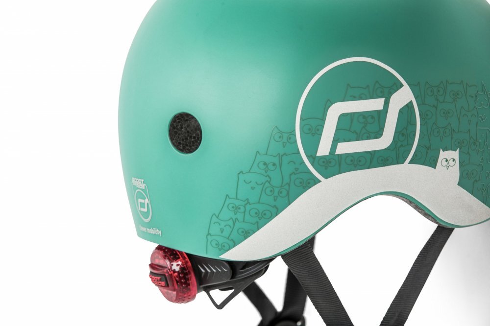 SCOOT AND RIDE Casca de protectie pentru copii sistem de reglare magnetic cu led XXS-S 45-51 cm 1 an+ Forest Reflectorizant Scoot Ride