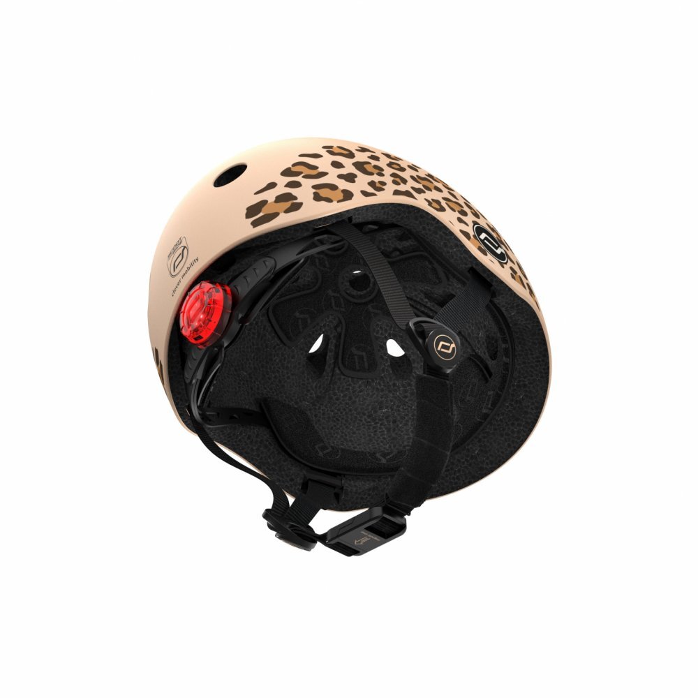 SCOOT AND RIDE Casca de protectie pentru copii sistem de reglare magnetic cu led XXS-S 45-51 cm 1 an+ Leopard Scoot Ride