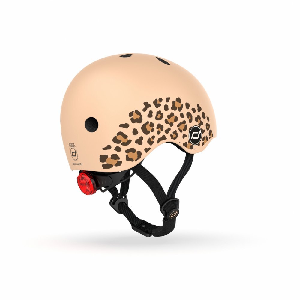 SCOOT AND RIDE Casca de protectie pentru copii sistem de reglare magnetic cu led XXS-S 45-51 cm 1 an+ Leopard Scoot Ride