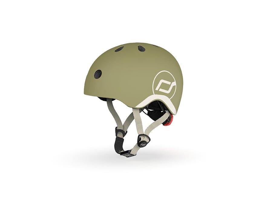 SCOOT AND RIDE Casca de protectie pentru copii sistem de reglare magnetic cu led XXS-S 45-51 cm 1 an+ Olive Scoot Ride