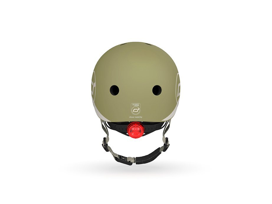 SCOOT AND RIDE Casca de protectie pentru copii sistem de reglare magnetic cu led XXS-S 45-51 cm 1 an+ Olive Scoot Ride