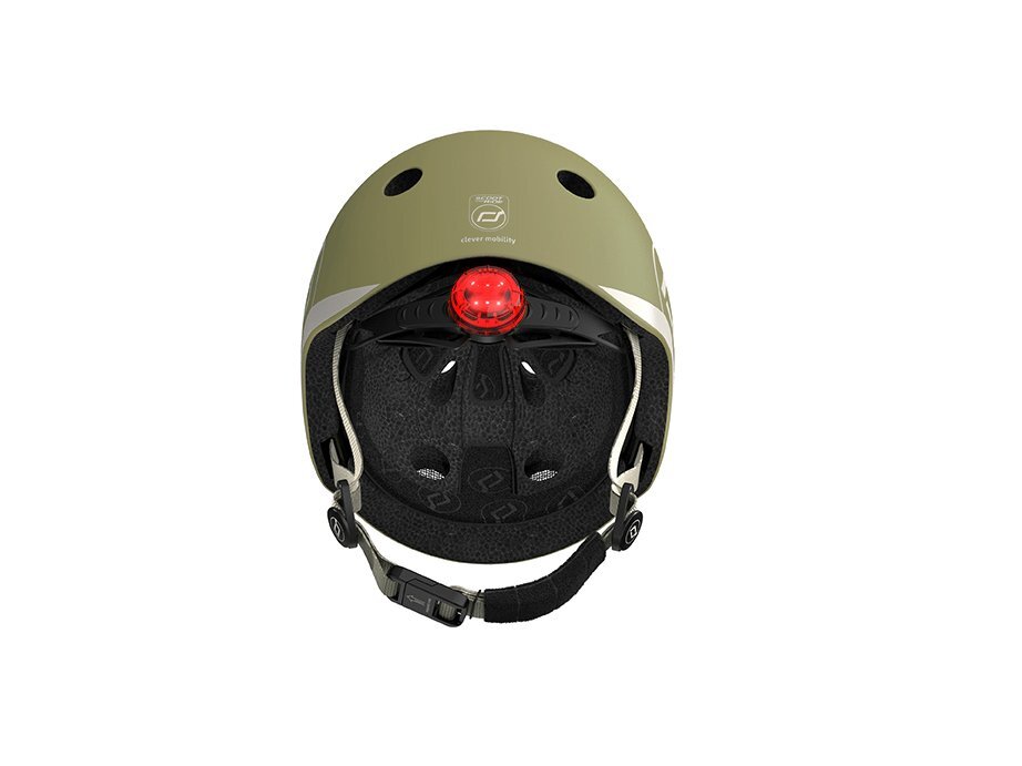 SCOOT AND RIDE Casca de protectie pentru copii sistem de reglare magnetic cu led XXS-S 45-51 cm 1 an+ Olive Scoot Ride