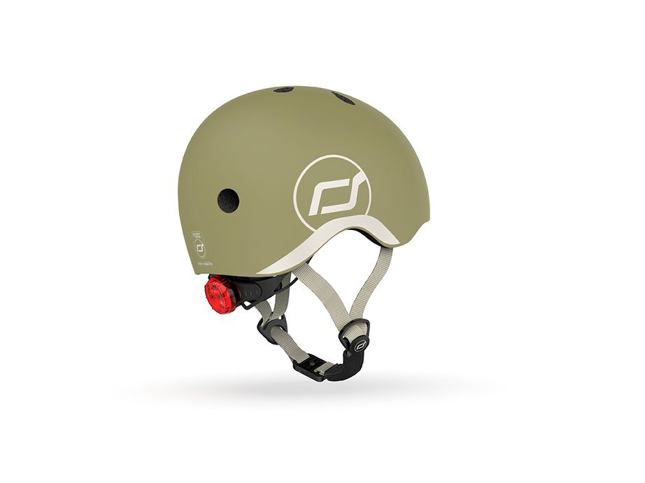 SCOOT AND RIDE Casca de protectie pentru copii sistem de reglare magnetic cu led XXS-S 45-51 cm 1 an+ Olive Scoot Ride