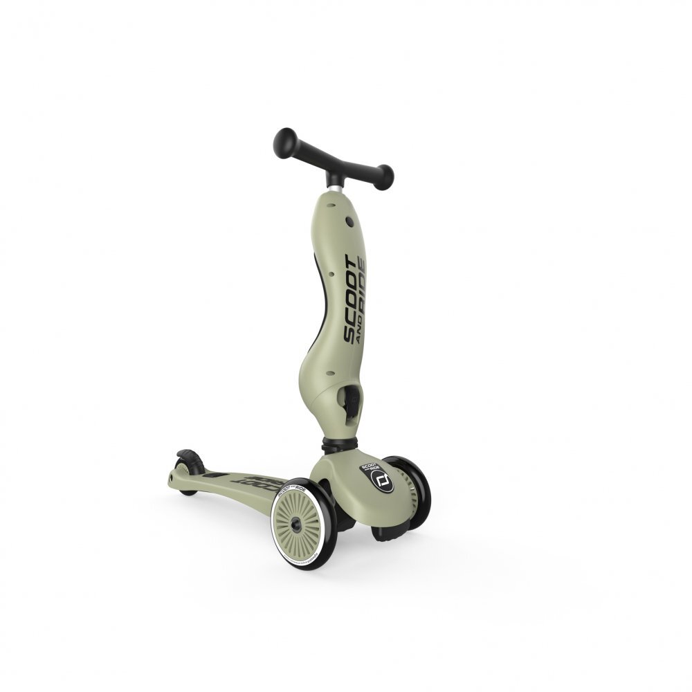 SCOOT AND RIDE Trotineta copii cu sezut transformabila 2 in 1 HighwayKick 1 Olive 1-5 ani pana la 50 kg Scoot Ride