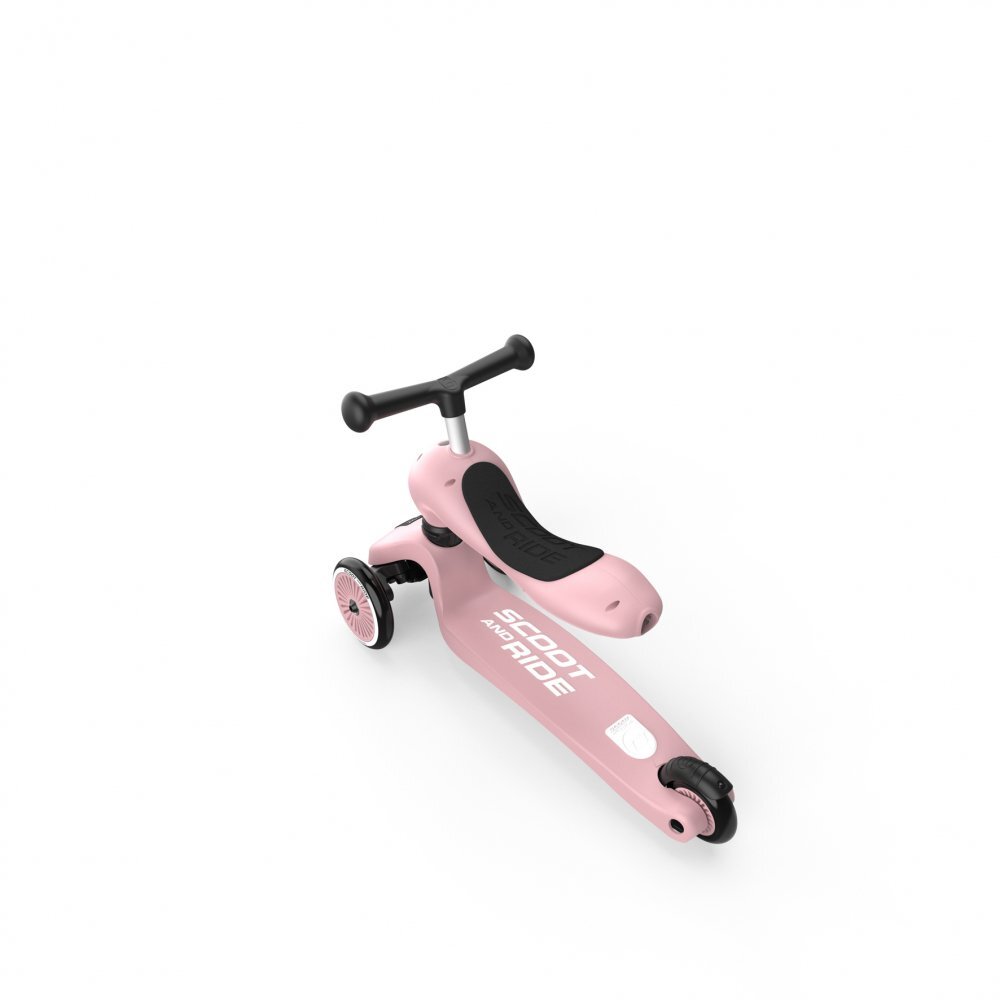 SCOOT AND RIDE Trotineta copii cu sezut transformabila 2 in 1 HighwayKick 1 Rose 1-5 ani pana la 50 kg Scoot Ride