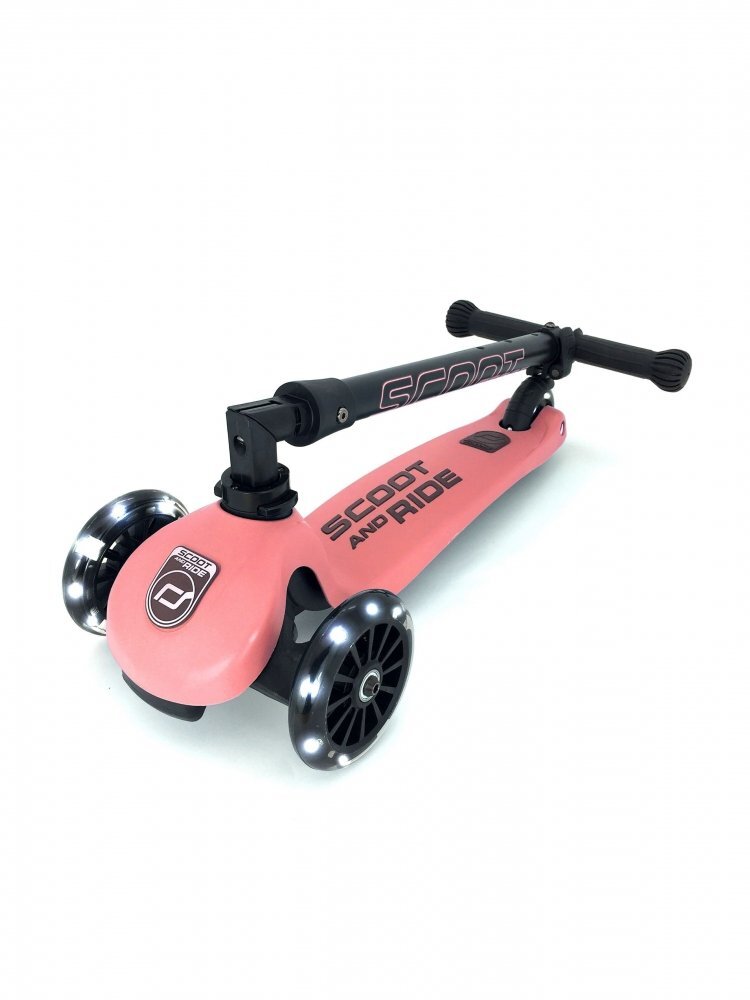 SCOOT AND RIDE Trotineta copii pliabila reglabila roti luminoase Highwaykick 3 Led Peach 3-6 ani pana la 50 kg Scoot Ride