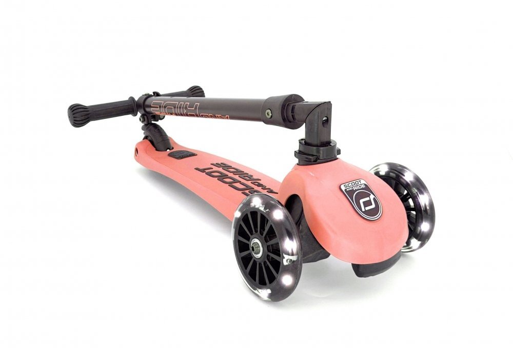 SCOOT AND RIDE Trotineta copii pliabila reglabila roti luminoase Highwaykick 3 Led Peach 3-6 ani pana la 50 kg Scoot Ride