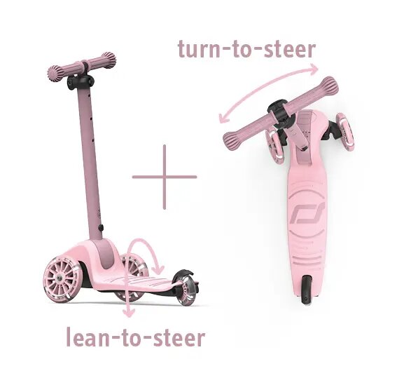 SCOOT AND RIDE Trotineta pentru copii Highwaykick 3S Led Rose pliabila reglabila roti led 3 ani+ greutate suportata 50 kg