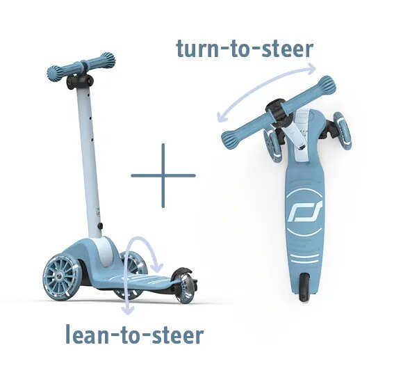 SCOOT AND RIDE Trotineta pentru copii Highwaykick 3S Led Steel pliabila reglabila roti led 3 ani+ greutate suportata 50 kg