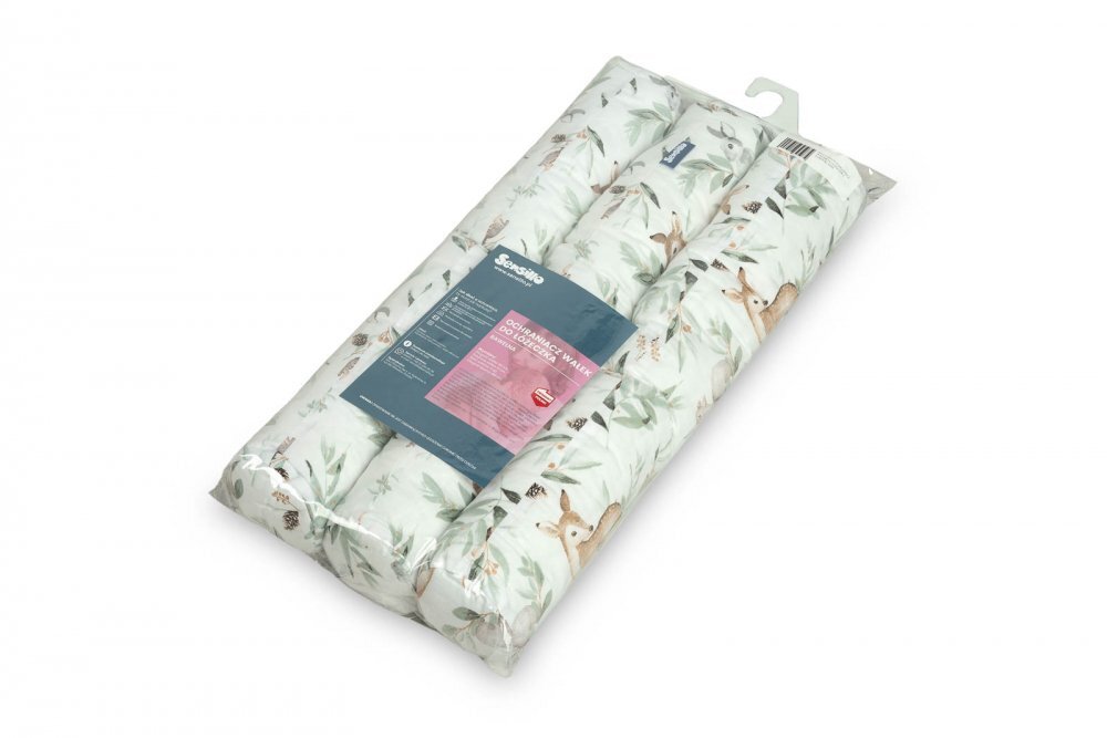 Sensillo Aparatoare laterala modulara pentru patut copii Caprioare 3x60 cm tip rulouhusa din bumbac umplutura antialergica