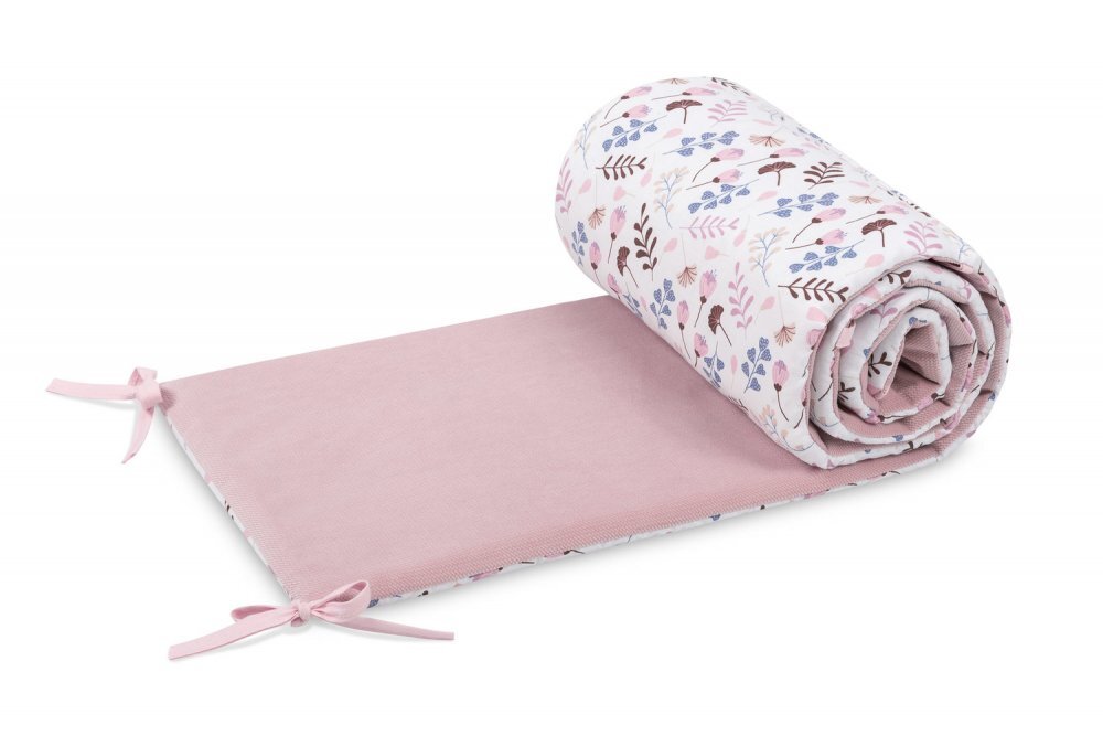 Sensillo Aparatoare laterala patut Velvet Twigs Pink 180x30 cm cu doua fetesuprafata din bumbac imprimatplus umplutura antialergicaprindere cu panglici