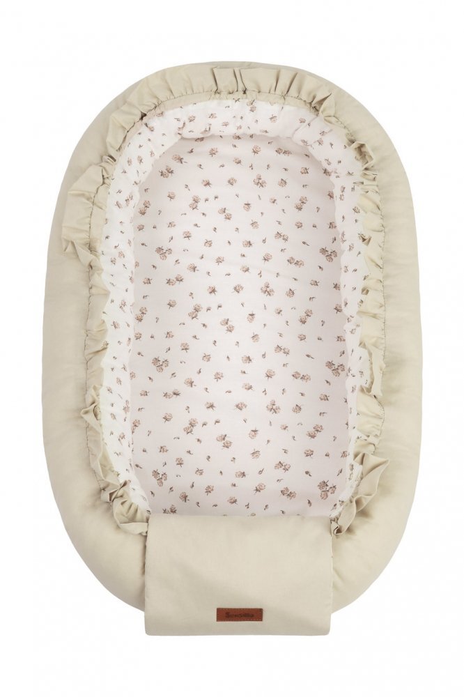 Sensillo Babynest pentru nou nascut Rose Beige 80x45 cm cu doua fetematerial din bumbac 100saltea moale detasabilareglare cu snur