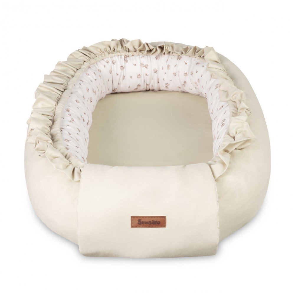 Sensillo Babynest pentru nou nascut Rose Beige 80x45 cm cu doua fetematerial din bumbac 100saltea moale detasabilareglare cu snur