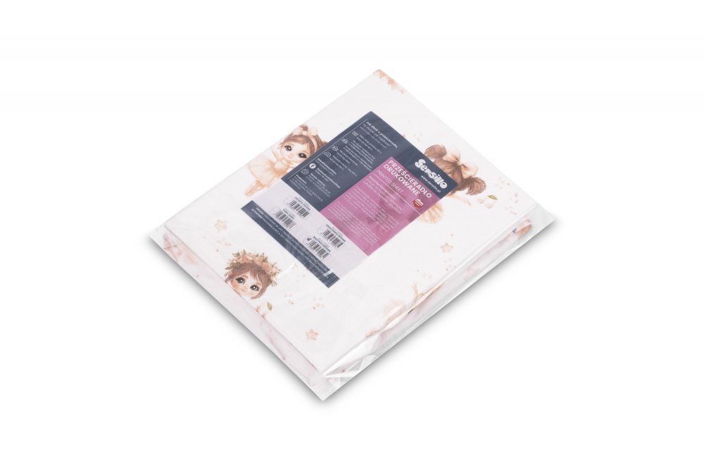 Sensillo Cearceaf imprimat Ballerina Pink pentru saltea copii 120x60 cmbanda elastica de fixarematerial din bumbac 100