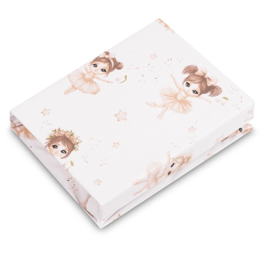 Sensillo Cearceaf imprimat Ballerina Pink pentru saltea copii 120x60 cmbanda elastica de fixarematerial din bumbac 100