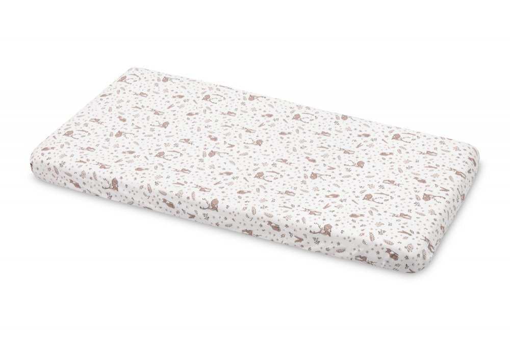 Sensillo Cearceaf imprimat Forest Beige pentru saltea copii 120x60 cmbanda elastica de fixarematerial din bumbac 100