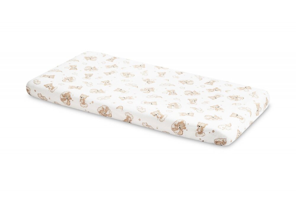 Sensillo Cearceaf imprimat Rainbow Teddy pentru saltea copii 120x60 cmbanda elastica de fixarematerial din bumbac 100