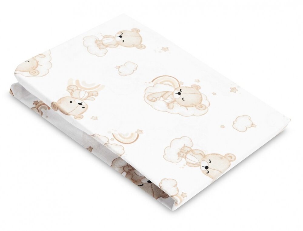 Sensillo Cearceaf imprimat Rainbow Teddy pentru saltea copii 120x60 cmbanda elastica de fixarematerial din bumbac 100