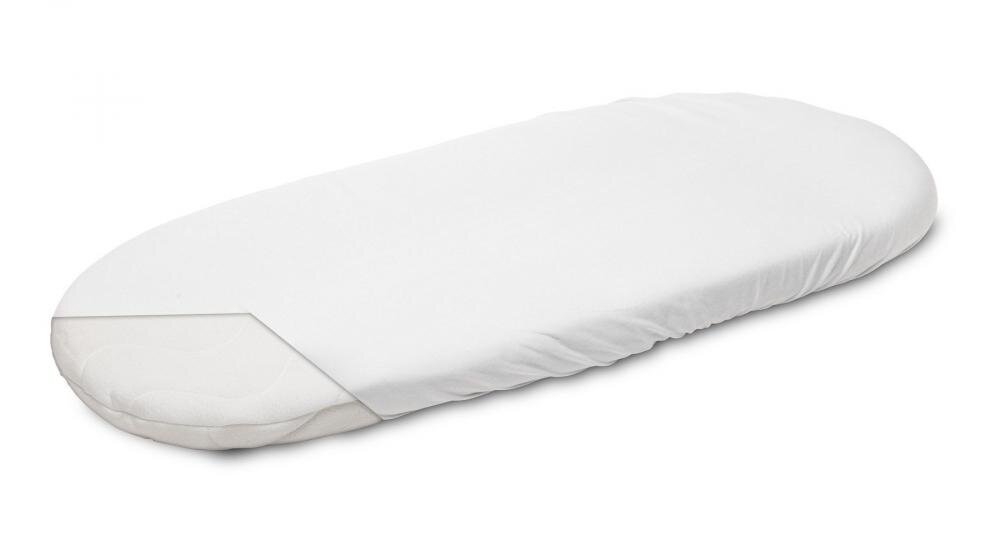 Sensillo Cearceaf pentru saltea landou copii Jersey Alb 75x35 cm din bumbac cu elastic roatalavabil 40grade