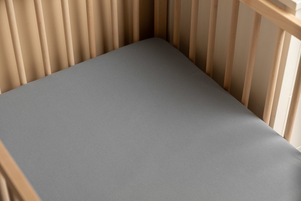 Sensillo Cearsaf din bumbac Jersey Deluxe Gri 120x60 cm cu elastic roata