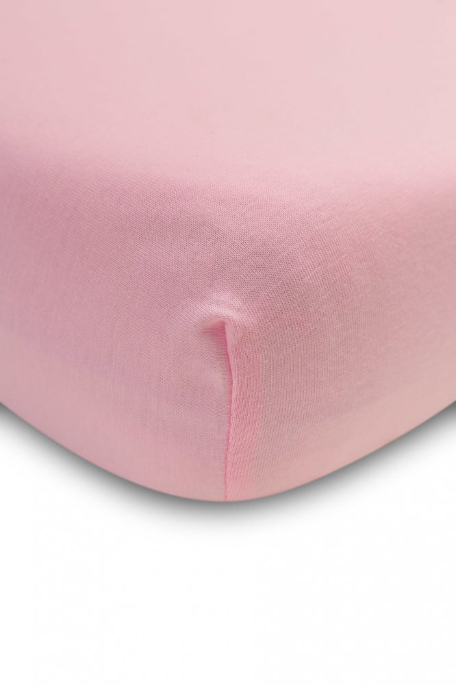 Sensillo Cearsaf din bumbac Jersey Deluxe Roz 120x60 cm cu elastic roata