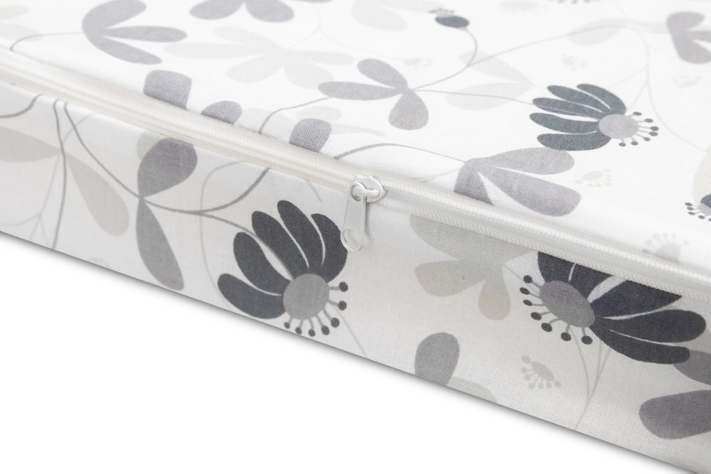 Sensillo Husa pentru perna cu plan inclinat 38x60 cm Frunze gri inchidere cu fermoar material bumbac