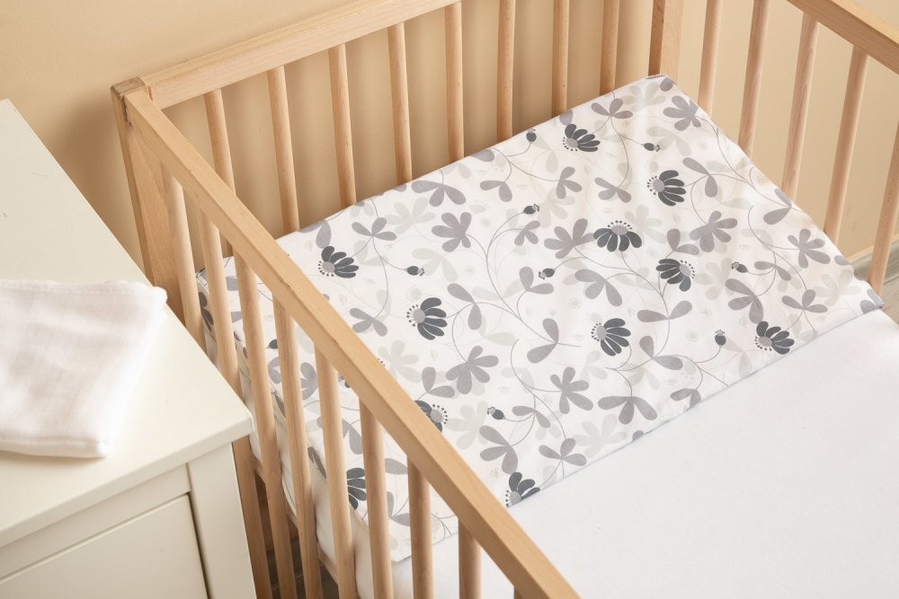 Sensillo Husa pentru perna cu plan inclinat 38x60 cm Frunze gri inchidere cu fermoar material bumbac