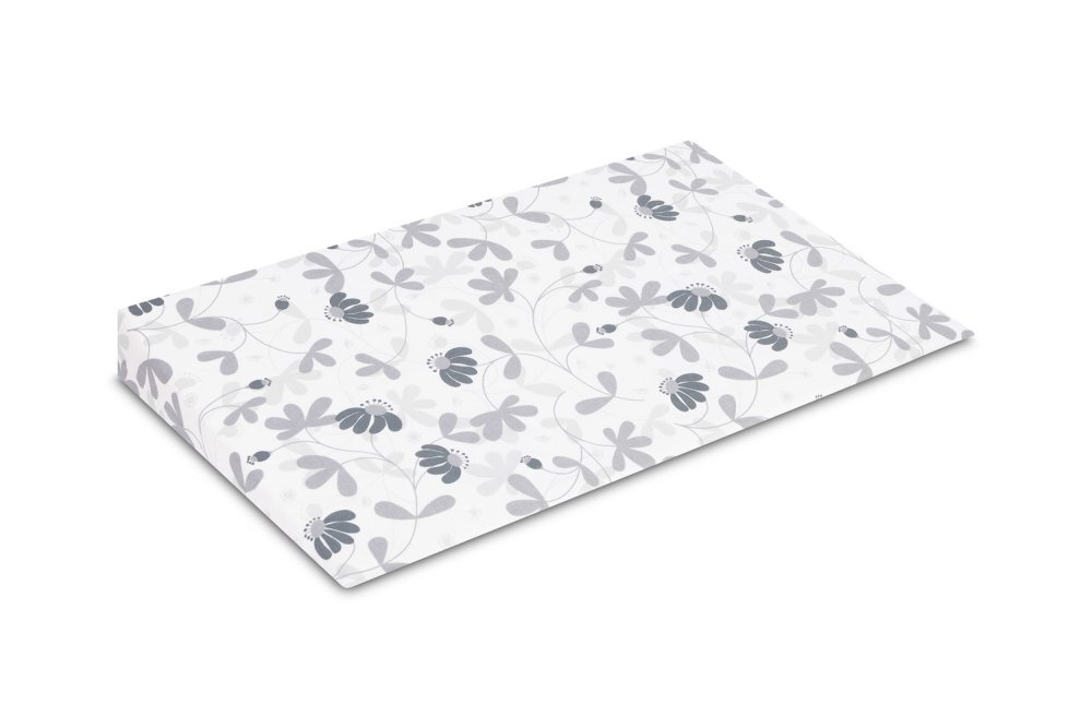Sensillo Husa pentru perna cu plan inclinat 38x60 cm Frunze gri inchidere cu fermoar material bumbac