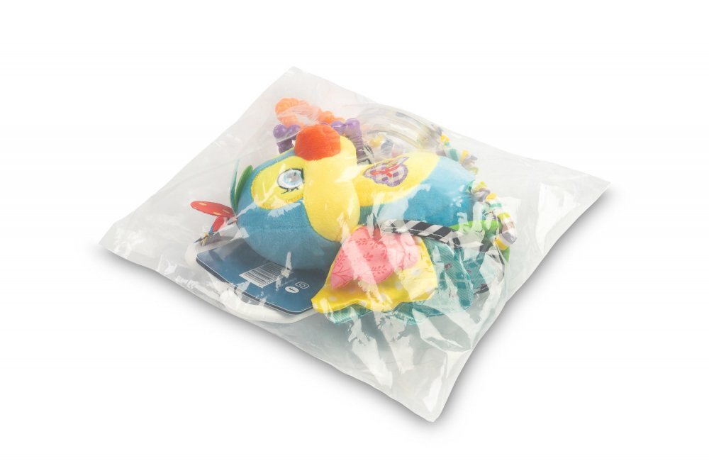 Sensillo Jucarie de plus pentru caruciorpatut Birdie cu zornaitoarefosnait si inele de dentitie realizata din material plusatagatatoare practica