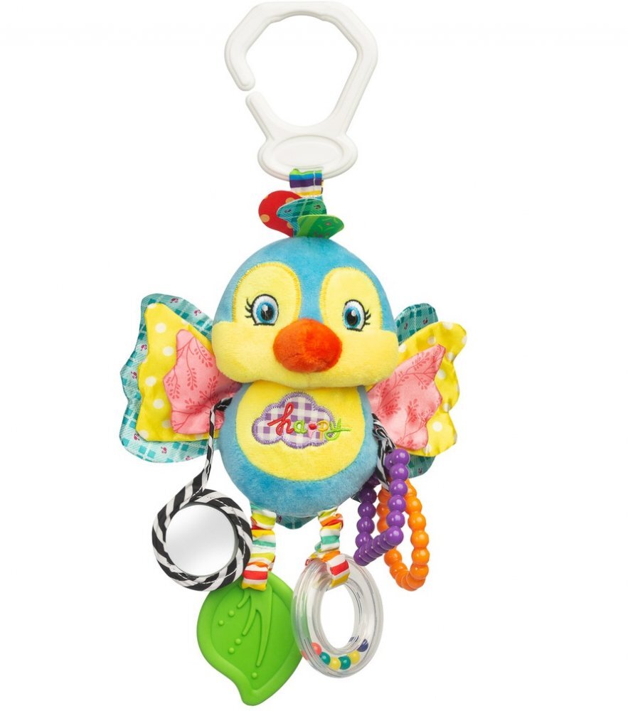 Sensillo Jucarie de plus pentru caruciorpatut Birdie cu zornaitoarefosnait si inele de dentitie realizata din material plusatagatatoare practica