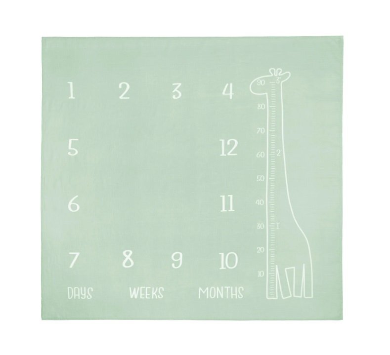 Sensillo Paturica aniversara pentru bebelusi cu grafic crestere in inaltime 120 x 120 cm Green Giraffe