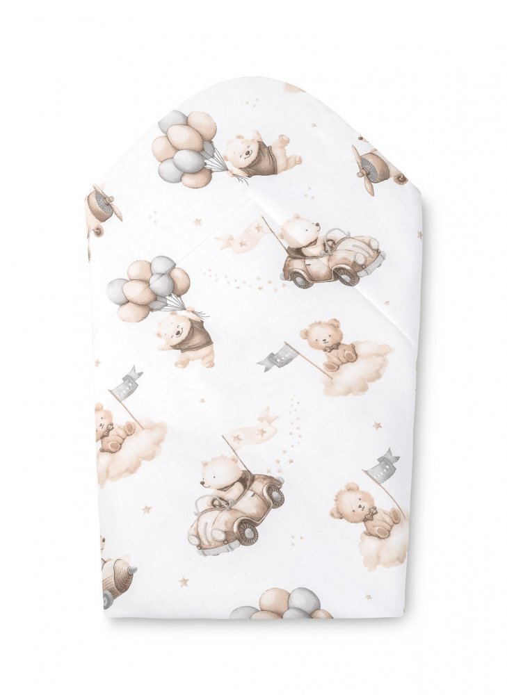 Sensillo Paturica de infasat bebelusi Teddy Beige 75x75 cm din bumbacinchidere velcromultifunctionala
