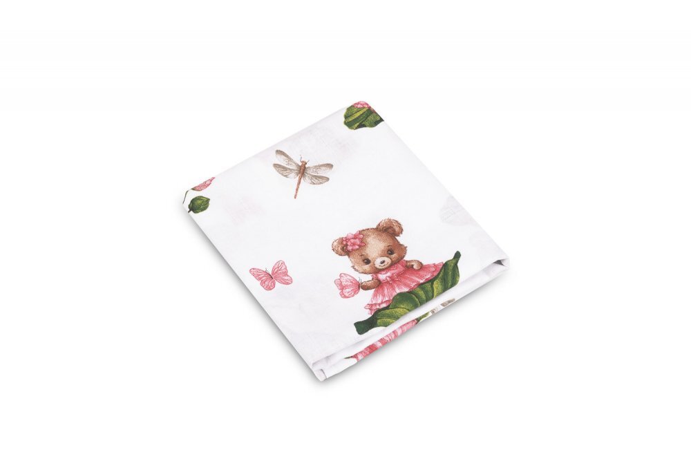 Sensillo Paturica multifunctionala pentru copii imprimeu Ursuleti roz 120x120 cm din muselina tesatura usoara din bumbacutilizare caruciorpatutscaun automaterial respirabil