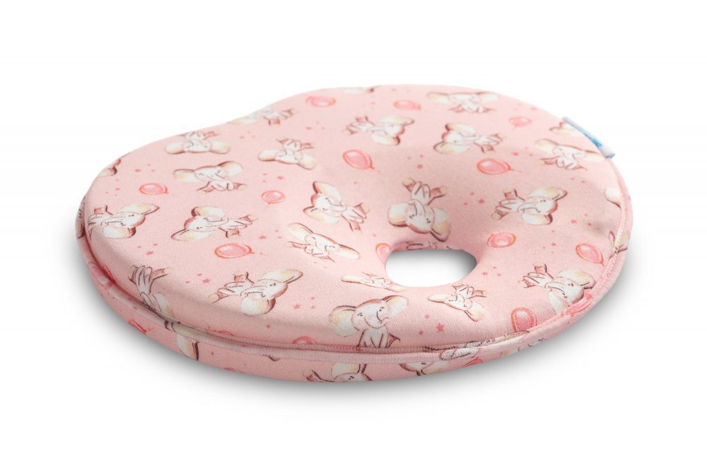 Sensillo Pernuta ergonomica pentru nou nascuti Elephant Pink ajuta la formarea capuluimaterial placut la atingerepotrivita pentru caruciorpatut