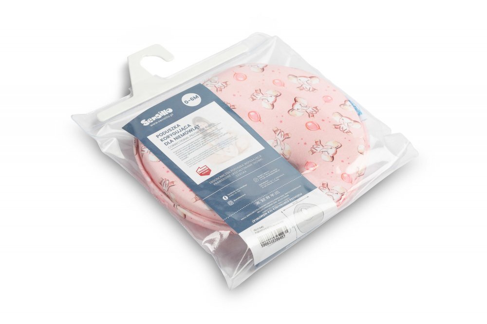 Sensillo Pernuta ergonomica pentru nou nascuti Elephant Pink ajuta la formarea capuluimaterial placut la atingerepotrivita pentru caruciorpatut