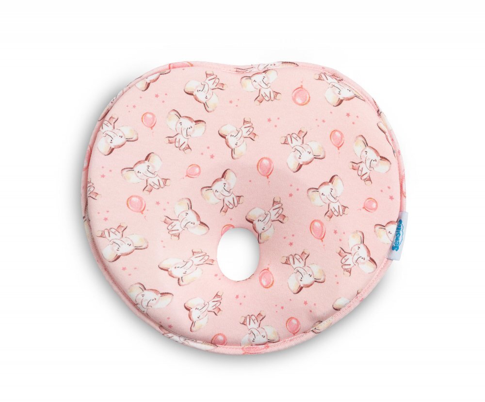Sensillo Pernuta ergonomica pentru nou nascuti Elephant Pink ajuta la formarea capuluimaterial placut la atingerepotrivita pentru caruciorpatut