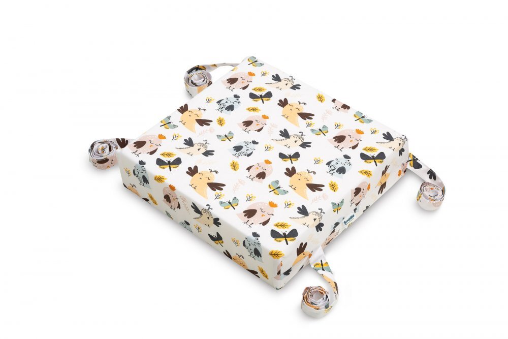 Sensillo Pernuta inaltator pentru scaun copii Birds 32x32x8 cm cu husa detasabila din bumbacprevazuta cu fermoarcurele reglabile de fixare
