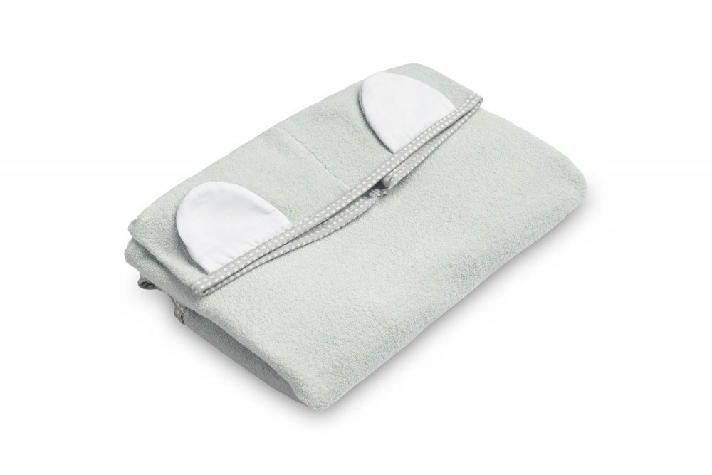 Sensillo Poncho de baie pentru copii Grey cu gluga si urechiuse decorativematerial bumbac inchidere cu capsedimensiune 55x60 cm