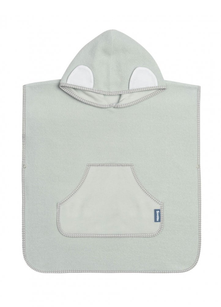Sensillo Poncho de baie pentru copii Grey cu gluga si urechiuse decorativematerial bumbac inchidere cu capsedimensiune 55x60 cm